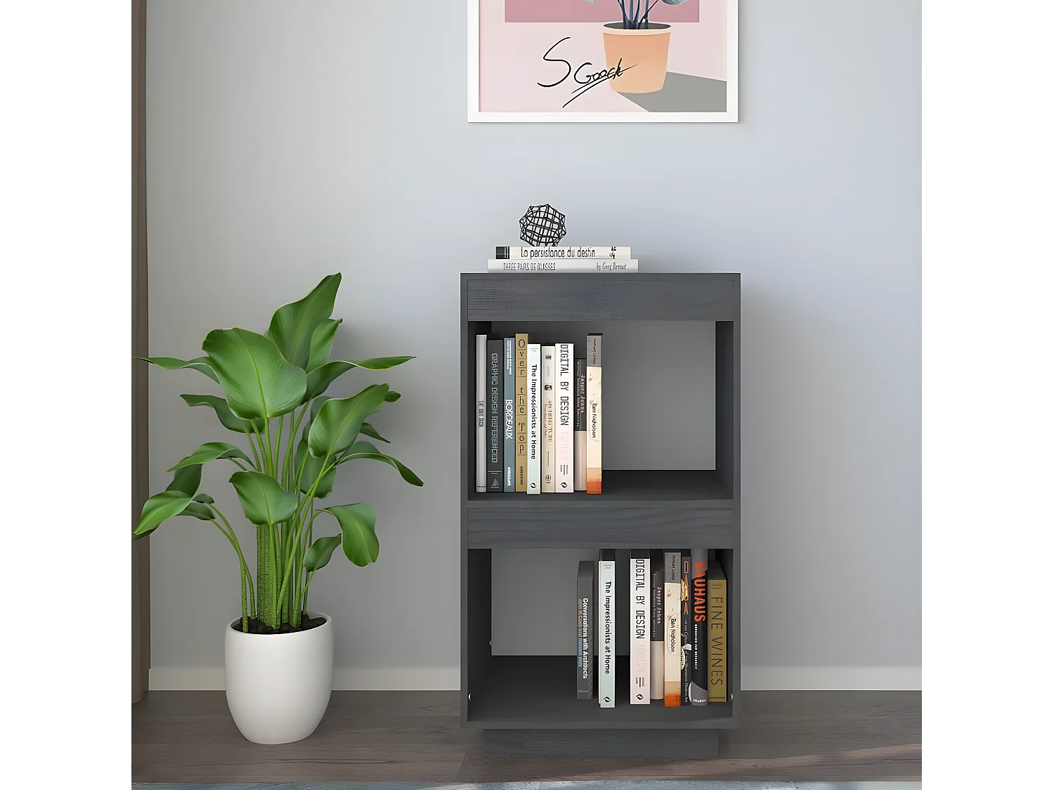 Bibliothèque Gris 40x35x71 cm Bois de pin massif