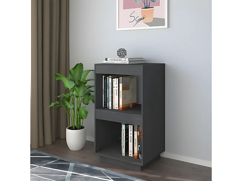 Bibliothèque Gris 40x35x71 cm Bois de pin massif