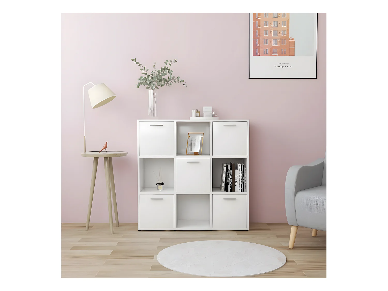 Bibliothèque Blanc 90x30x90 cm Aggloméré