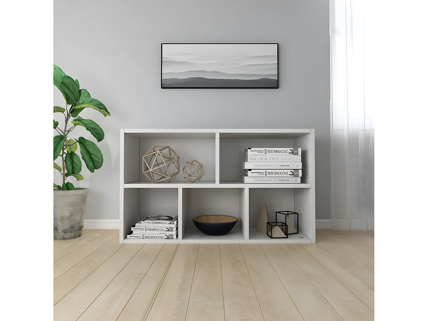 Estante/aparador 50x25x80 cm contraplacado branco brilhante