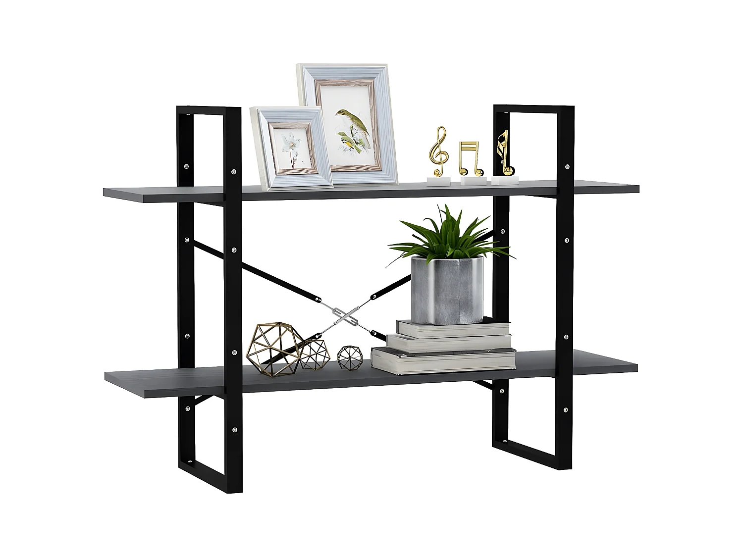 Boekenkastukkenmet 2 schappen 100x30x70 cm massief grenenhout grijs