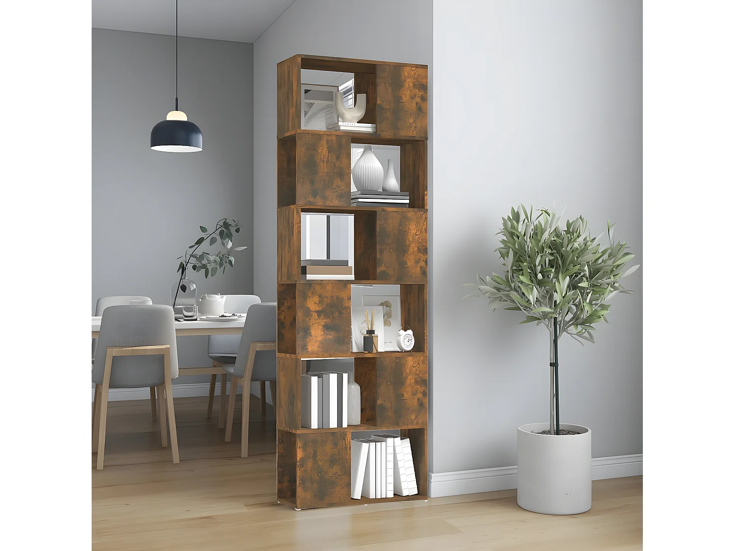 Bibliothèque/Séparateur de pièce Chêne fumé 60x24x186 cm