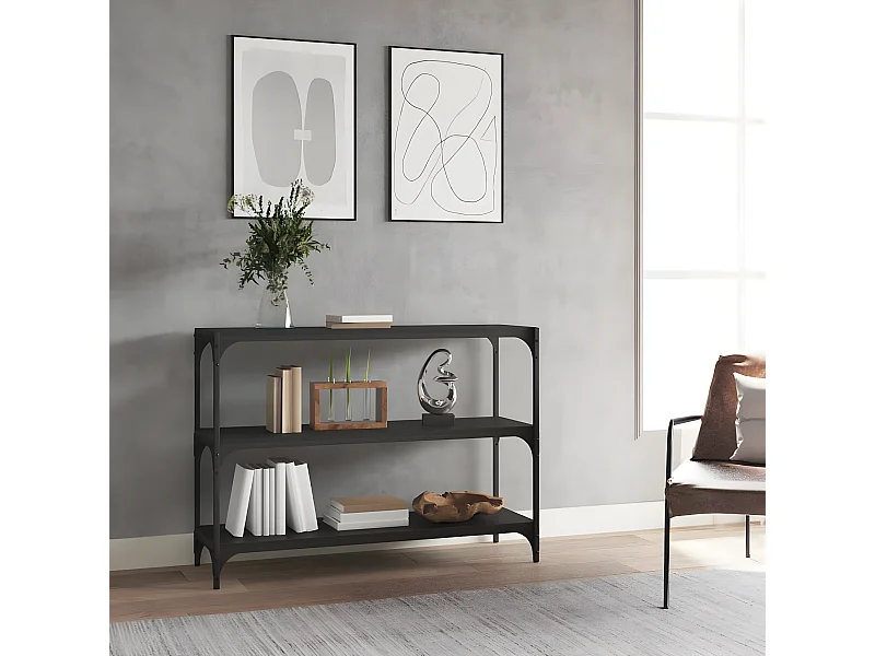 Estantería madera contrachapada y acero negro 100x33x70,5 cm