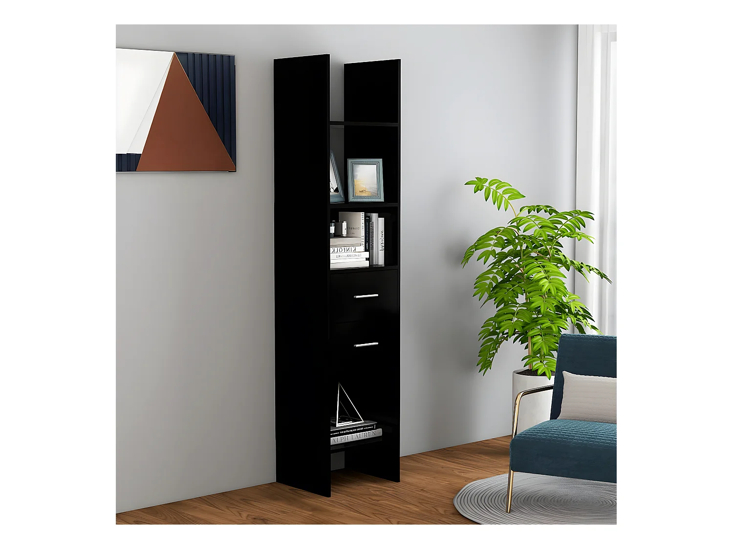 Bibliothèque Noir 40x35x180 cm Aggloméré