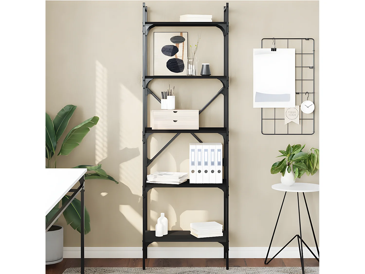 Librería de 5 estantes madera de ingeniería negro 56x31,5x174cm