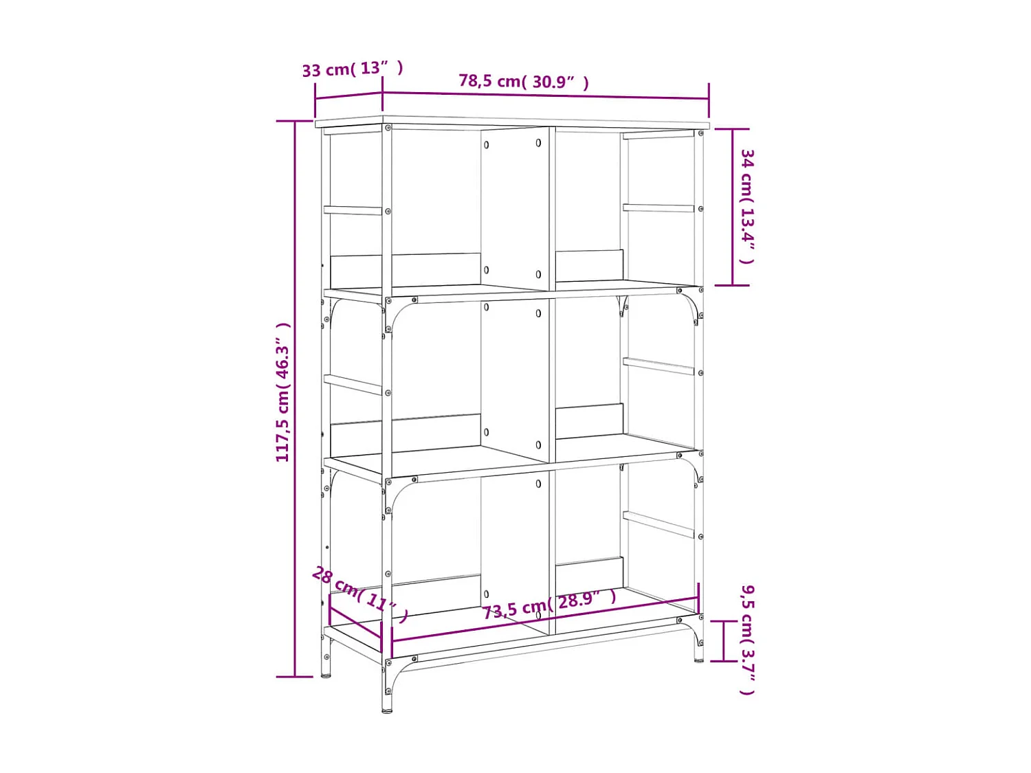Bibliothèque chêne sonoma 78,5x33x117,5 cm bois d'ingénierie