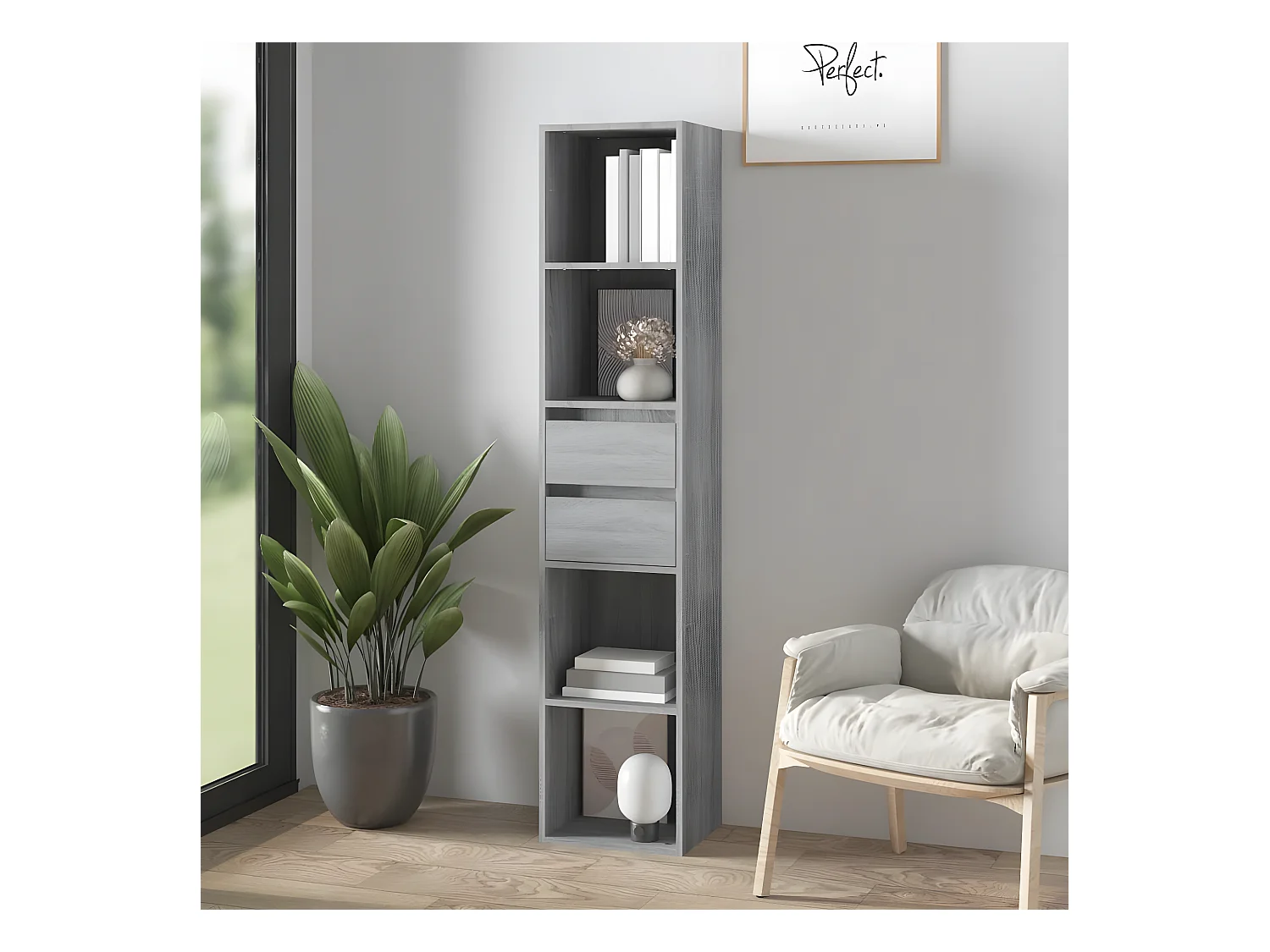 Bibliothèque Sonoma gris 36x30x171 cm Bois d'ingénierie