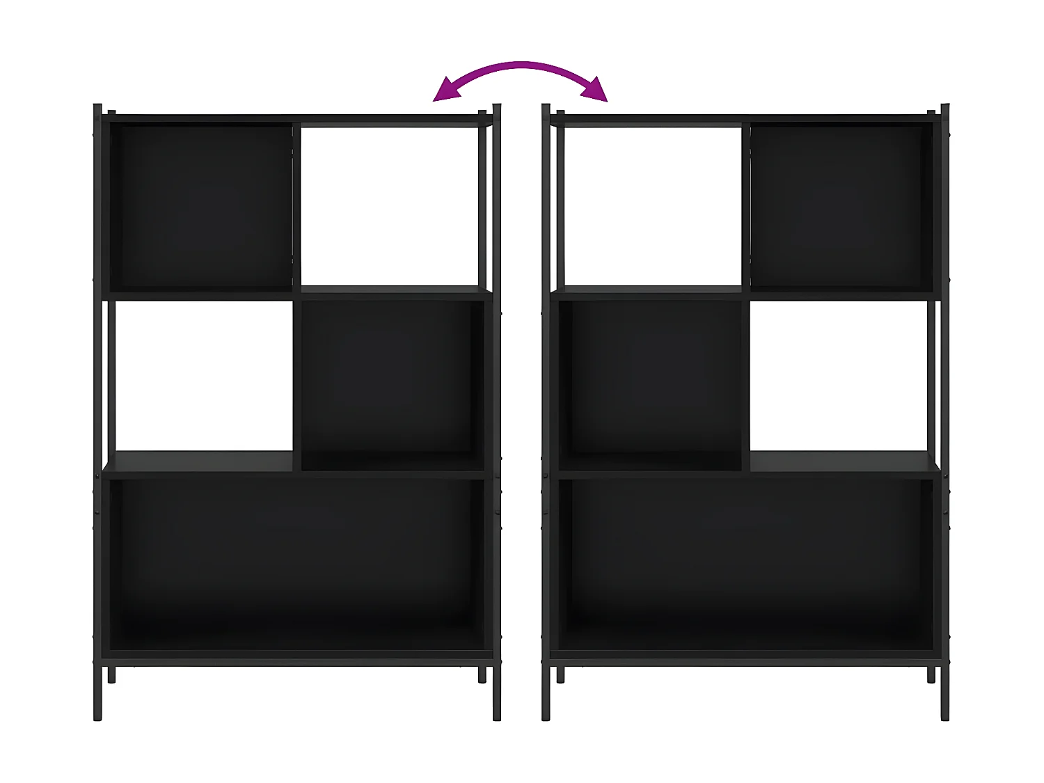 Bibliothèque noir 72x28x109 cm bois d'ingénierie