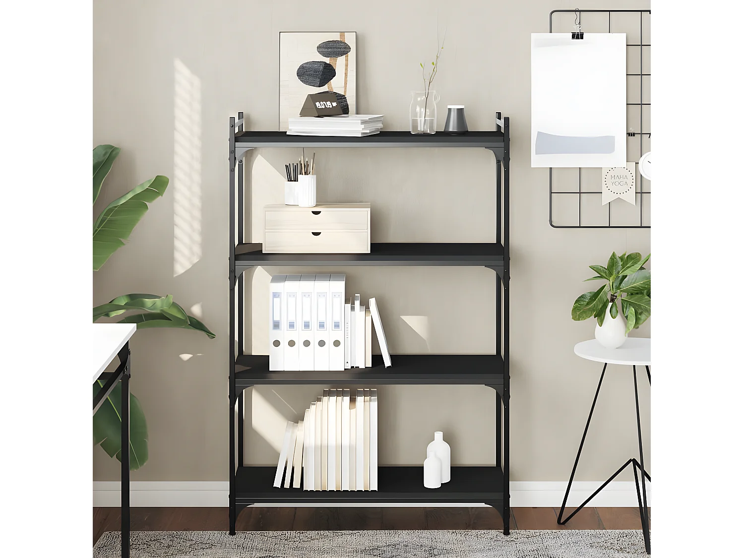 Boekenkast 4-laags 80x30x120 cm bewerkt hout zwart