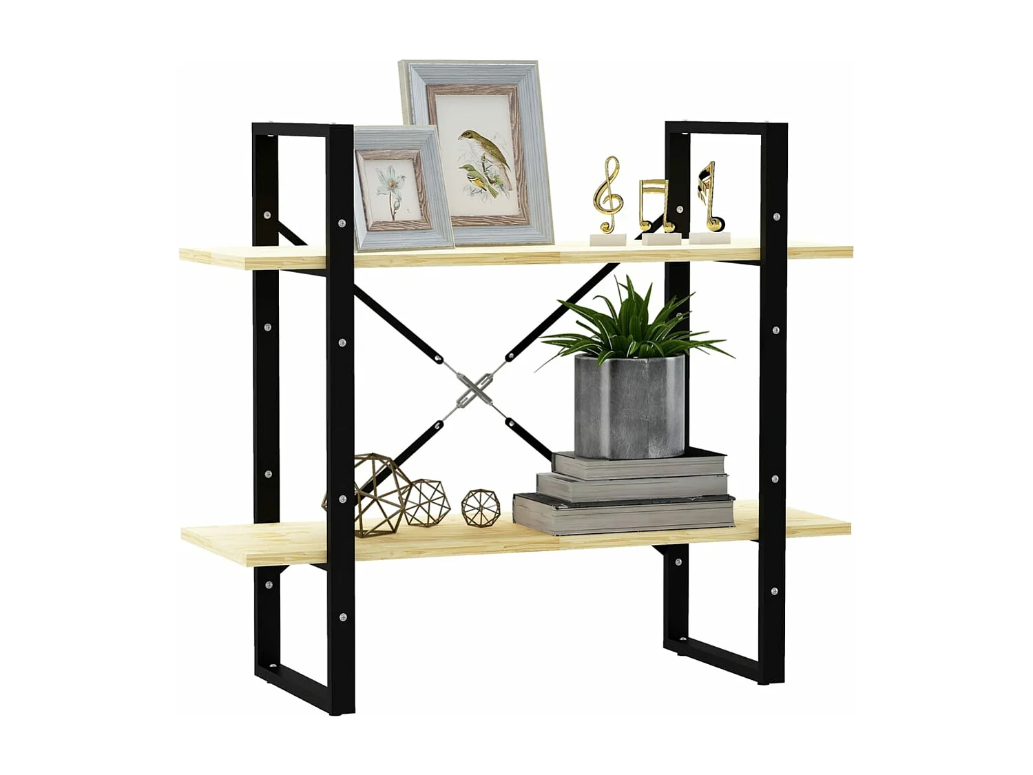 Bibliothèque à 2 niveaux 80x30x70 cm Bois de pin massif