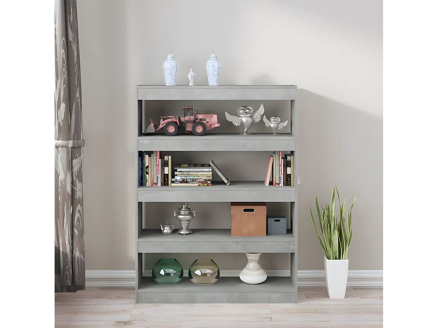 Bibliothèque/Séparateur de pièce Gris béton 100x30x135 cm