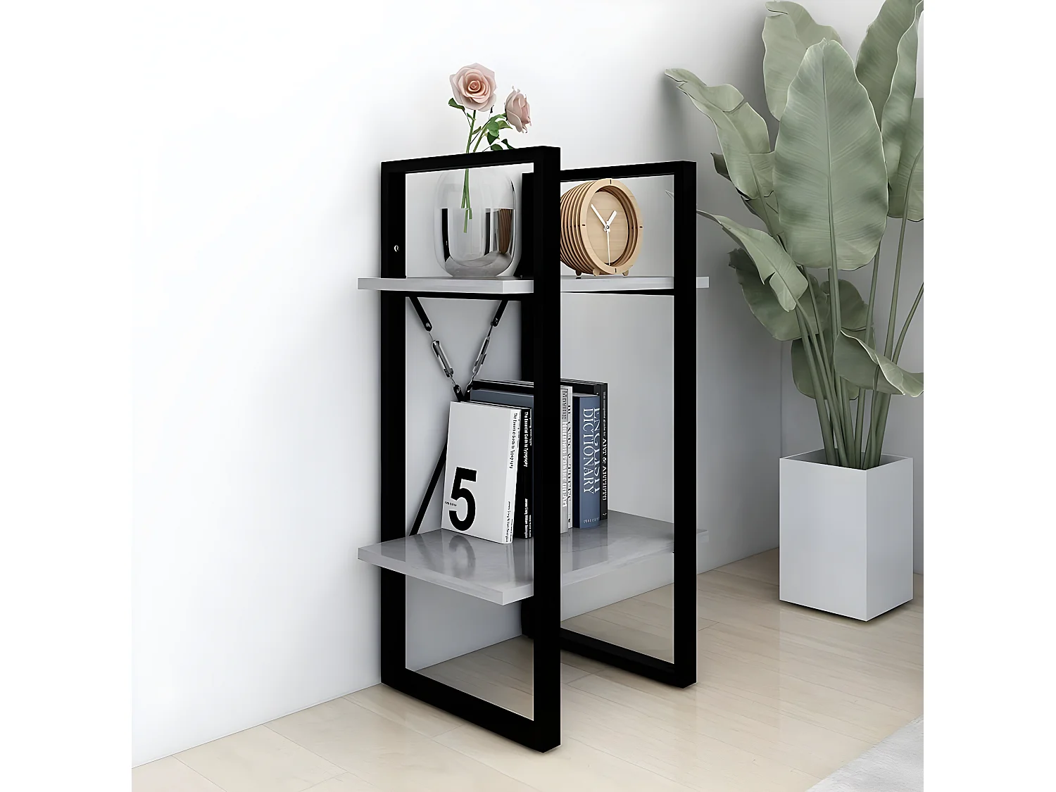 Boekenkast met 2 schappen 40x30x70 cm bewerkt hout betongrijs