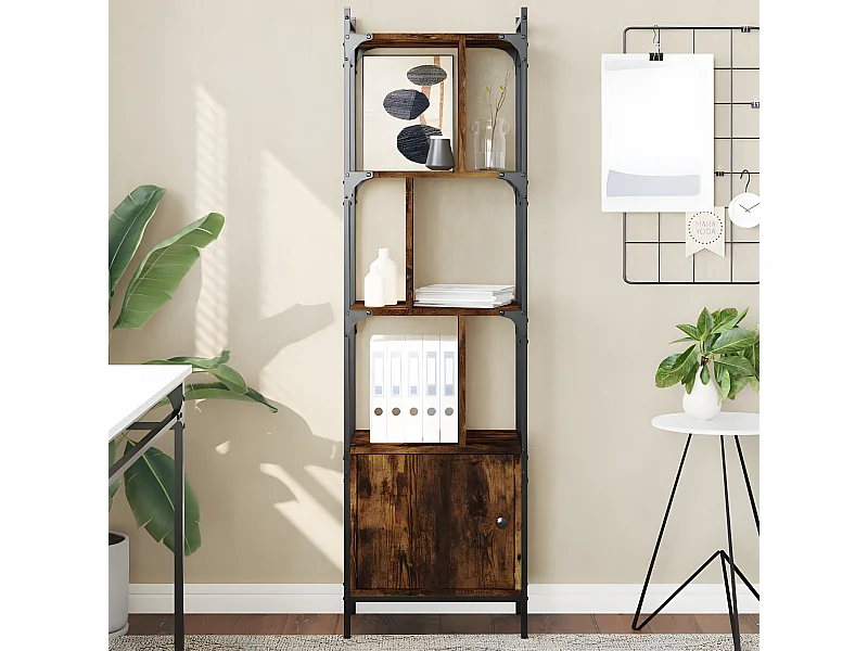 Estantería con puerta madera roble ahumado 44,5x30x154,5 cm