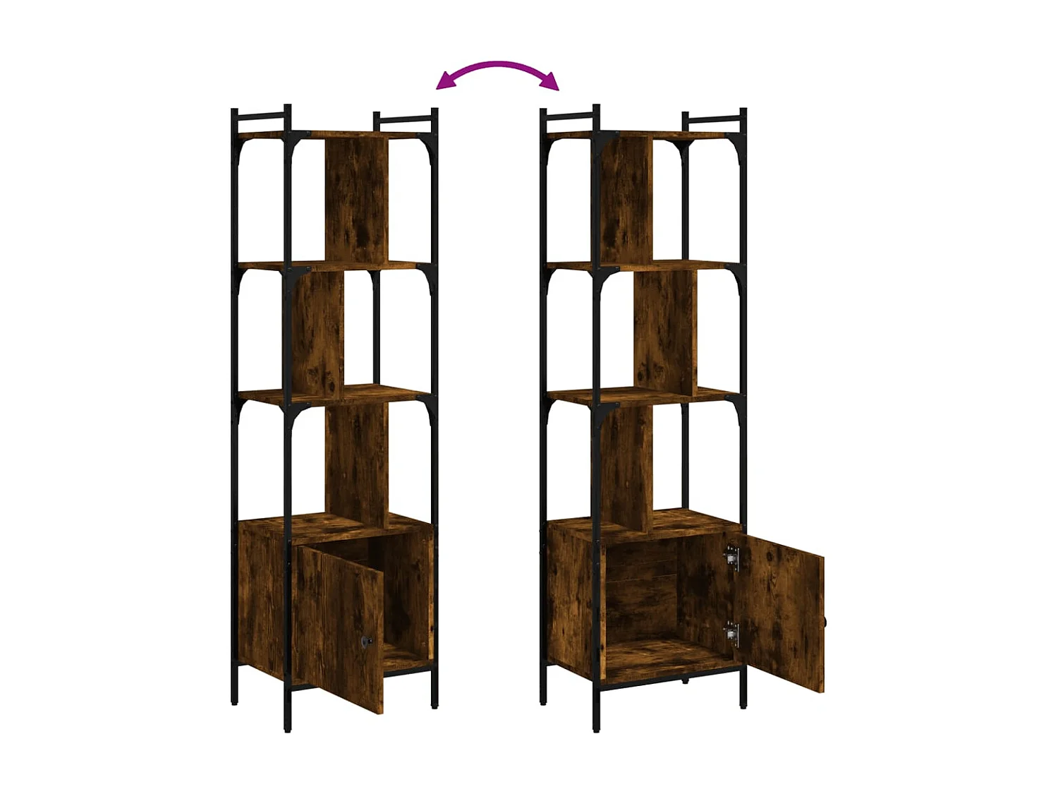 Bibliothèque avec porte chêne fumé 44,5x30x154,5 cm