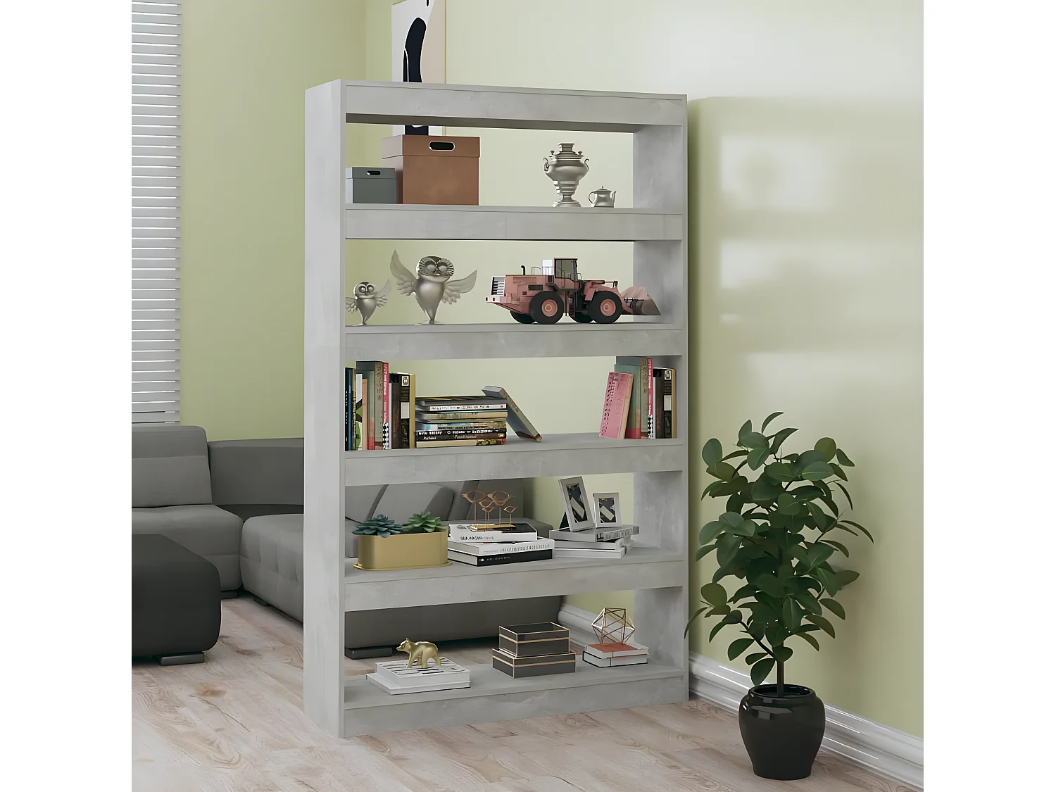 Bibliothèque/Séparateur de pièce Gris béton 100x30x166 cm
