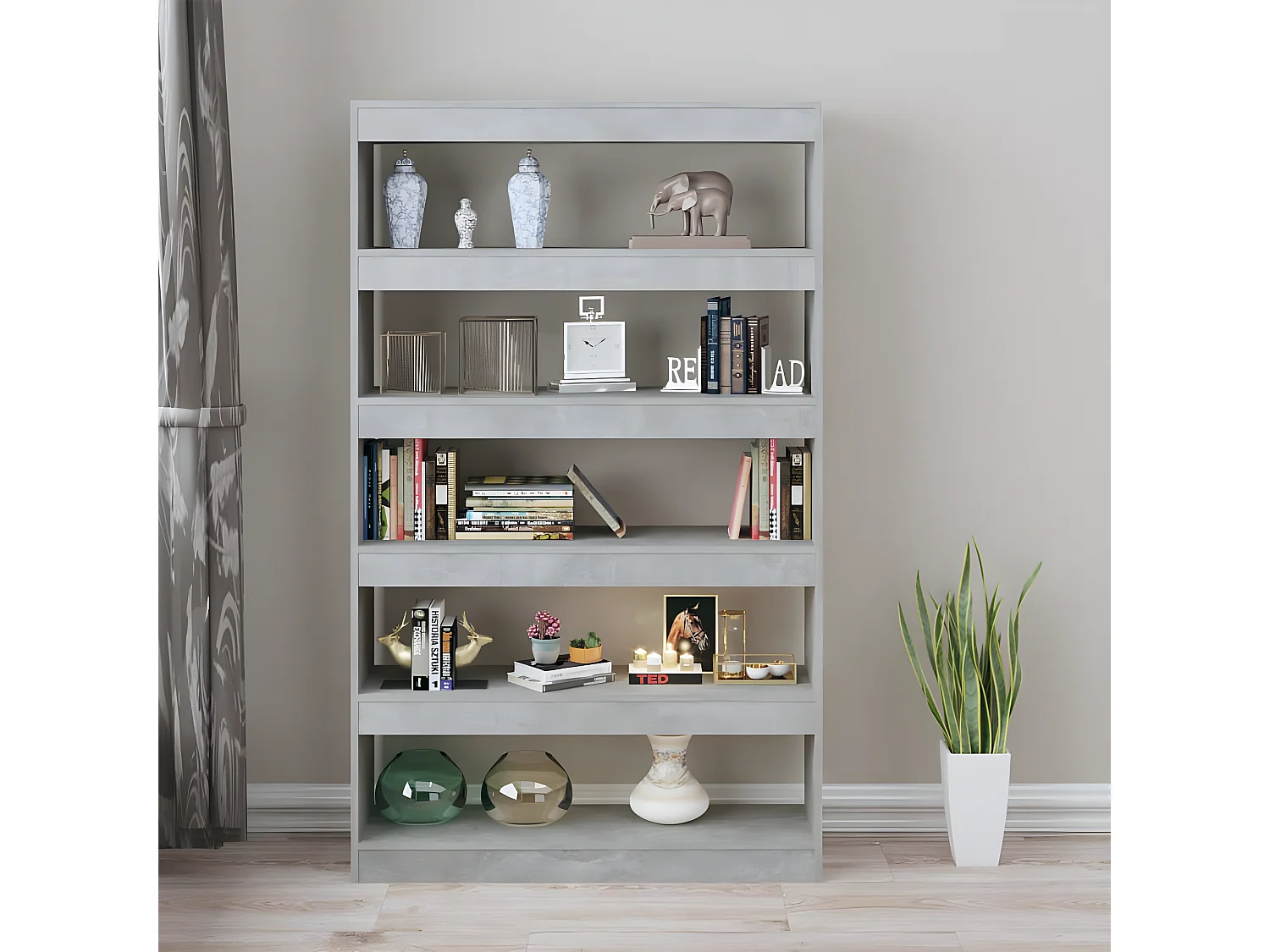 Bibliothèque/Séparateur de pièce Gris béton 100x30x166 cm