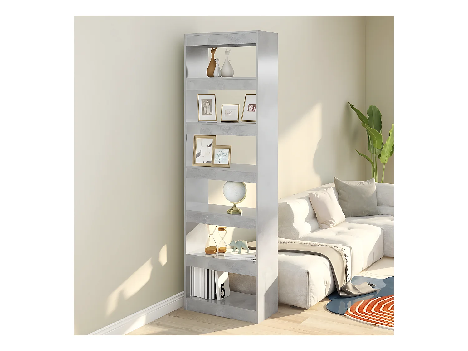 Bibliothèque/Séparateur de pièce Gris béton 60x30x198 cm