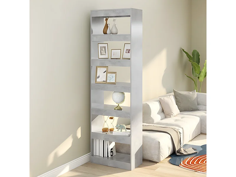 Bibliothèque/Séparateur de pièce Gris béton 60x30x198 cm