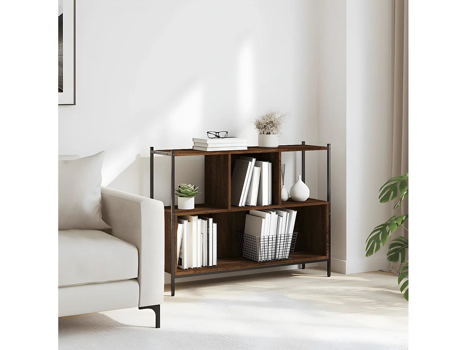 Bibliothèque chêne marron 102x28x77,5 cm bois d'ingénierie