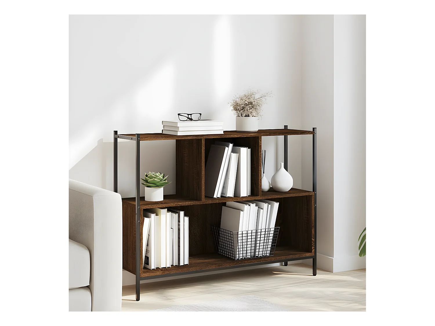 Estantería madera de ingeniería marrón roble 102x28x77,5 cm