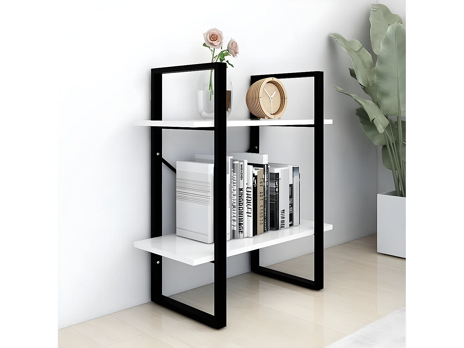 Bibliothèque à 2 niveaux Blanc 60x30x70 cm Aggloméré