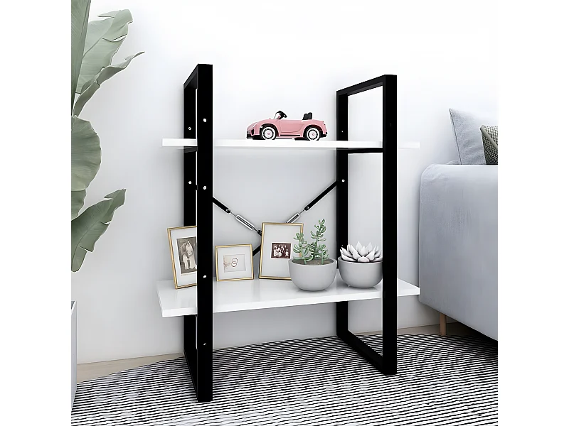 Bibliothèque à 2 niveaux Blanc 60x30x70 cm Aggloméré