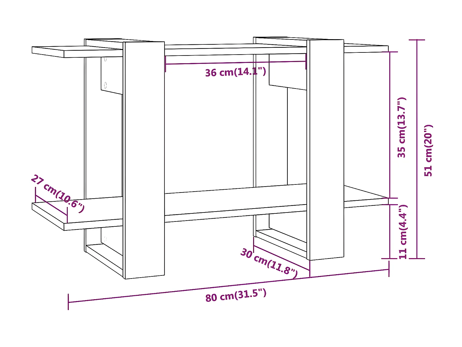 Boekenkast/kamerscherm 80x30x51 cm grijs sonoma eikenkleurig