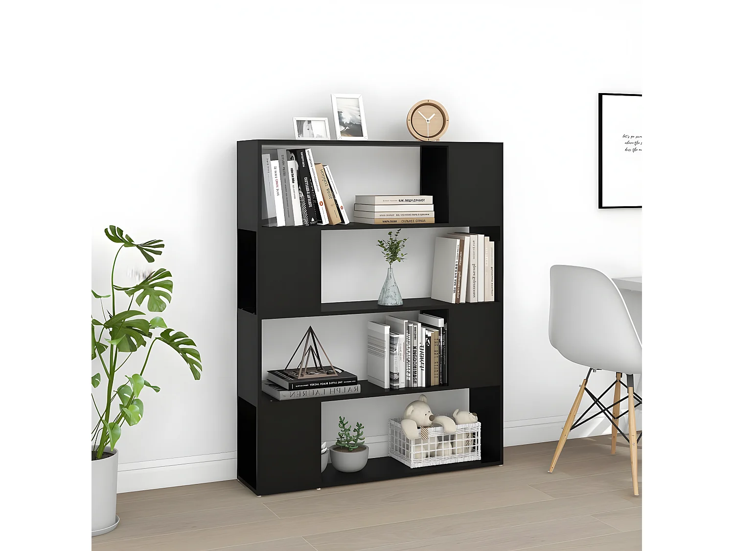 Bibliothèque/Séparateur de pièce Noir 100x24x124 cm