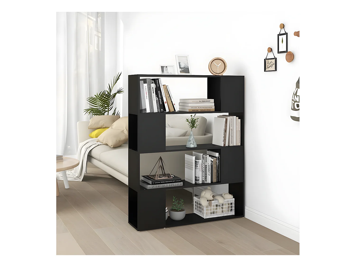 Bibliothèque/Séparateur de pièce Noir 100x24x124 cm