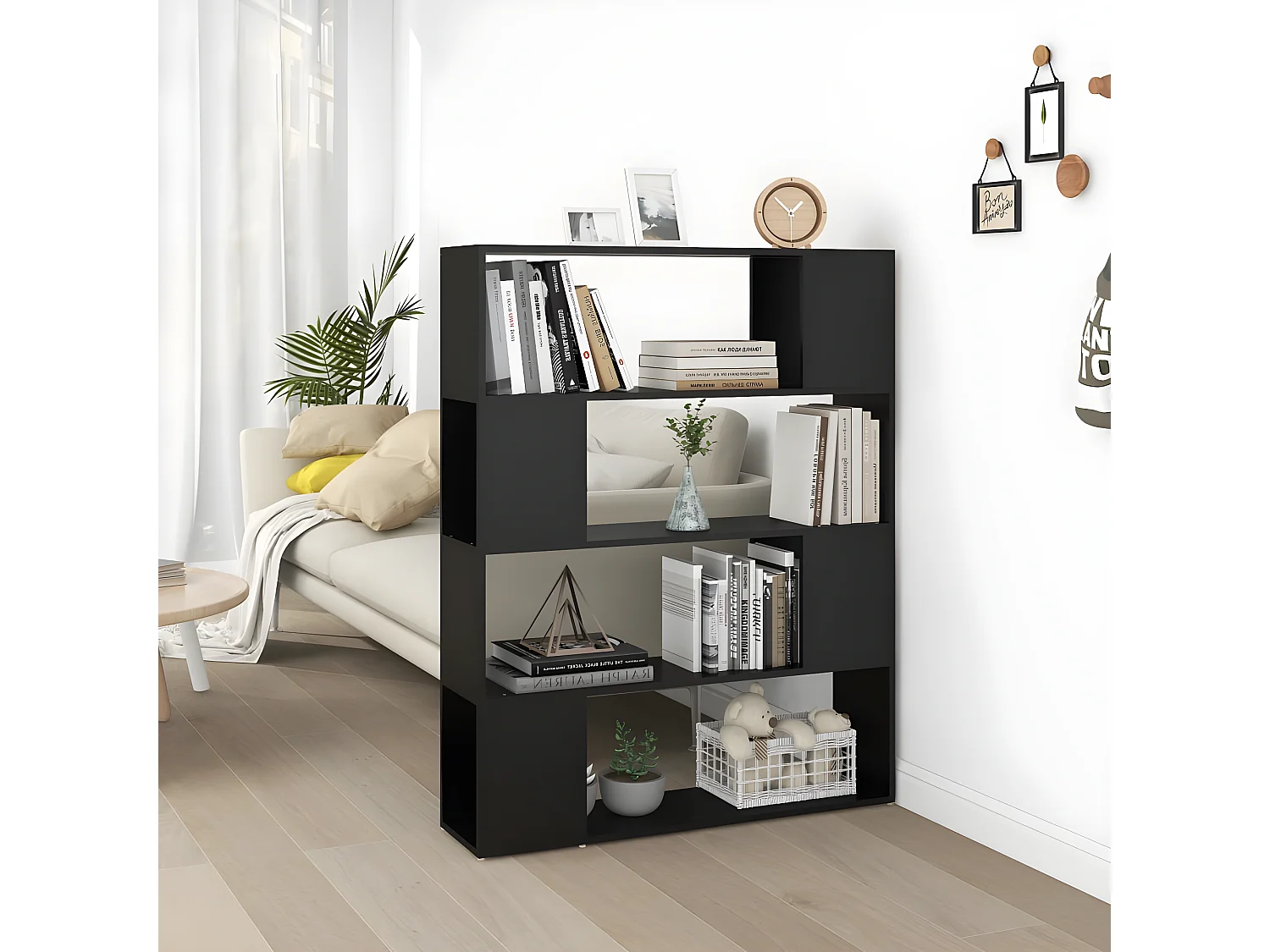 Bibliothèque/Séparateur de pièce Noir 100x24x124 cm