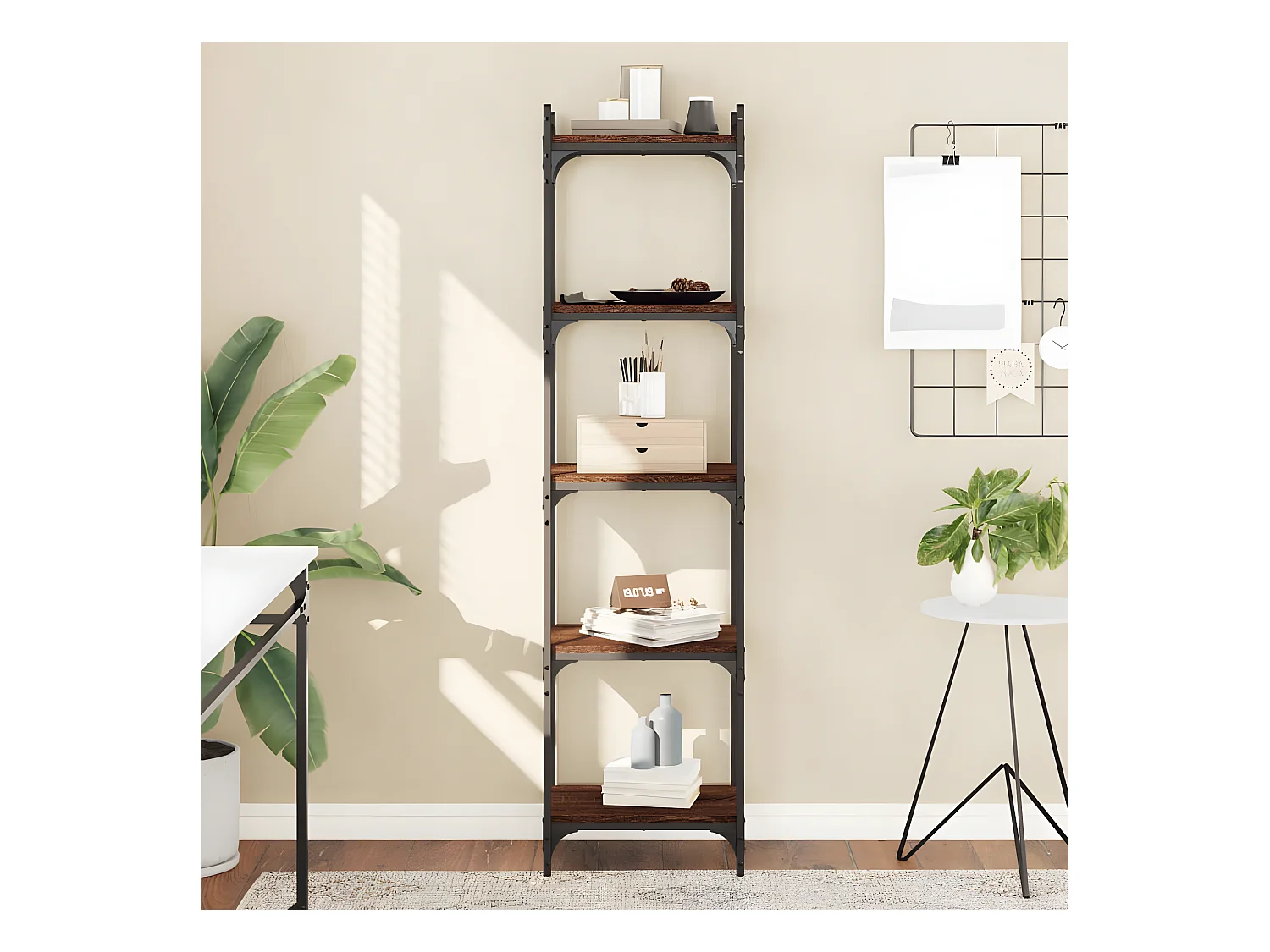 Librería 5 estantes madera ingeniería roble marrón 40x30x154 cm