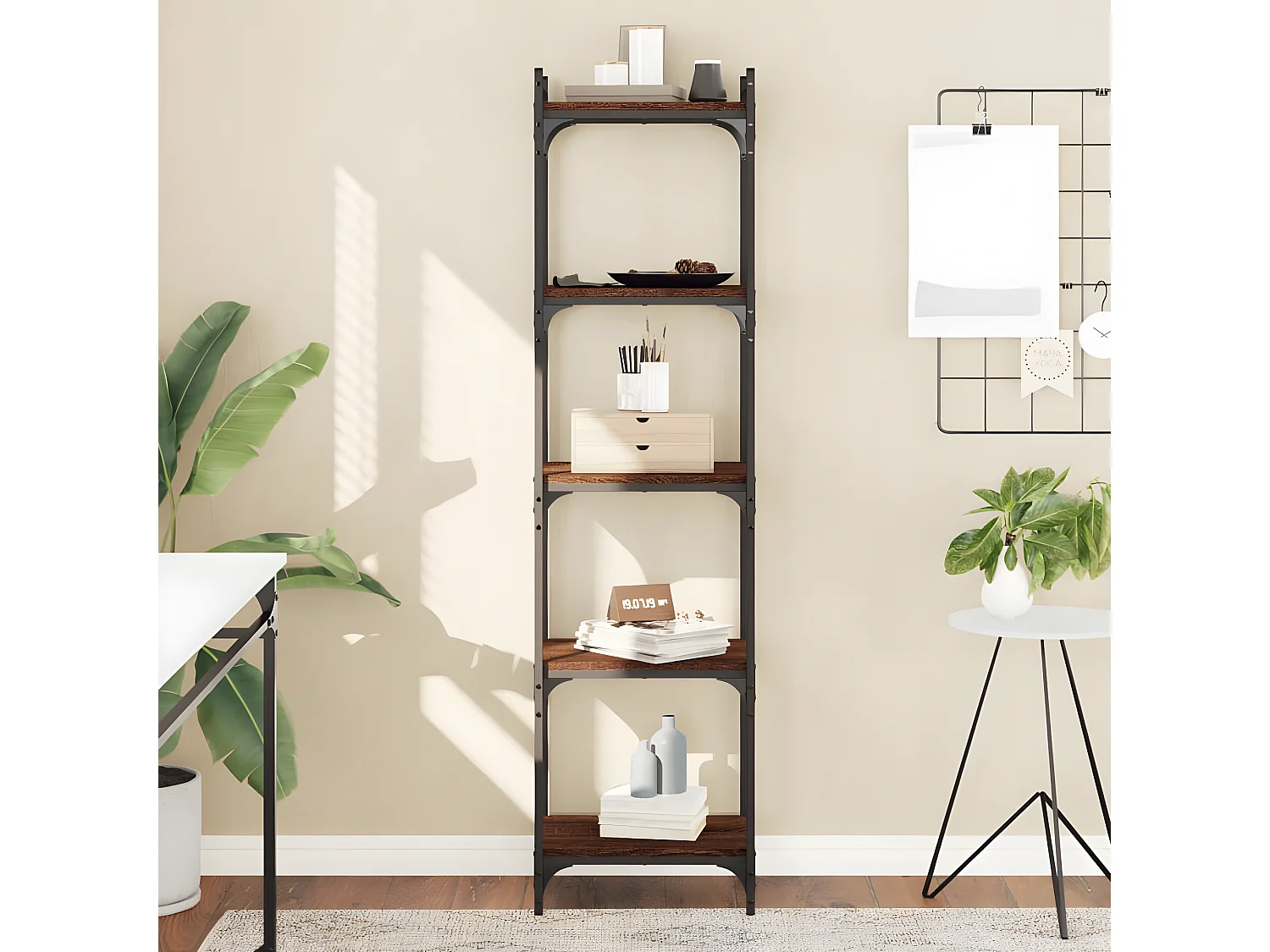 Librería 5 estantes madera ingeniería roble marrón 40x30x154 cm