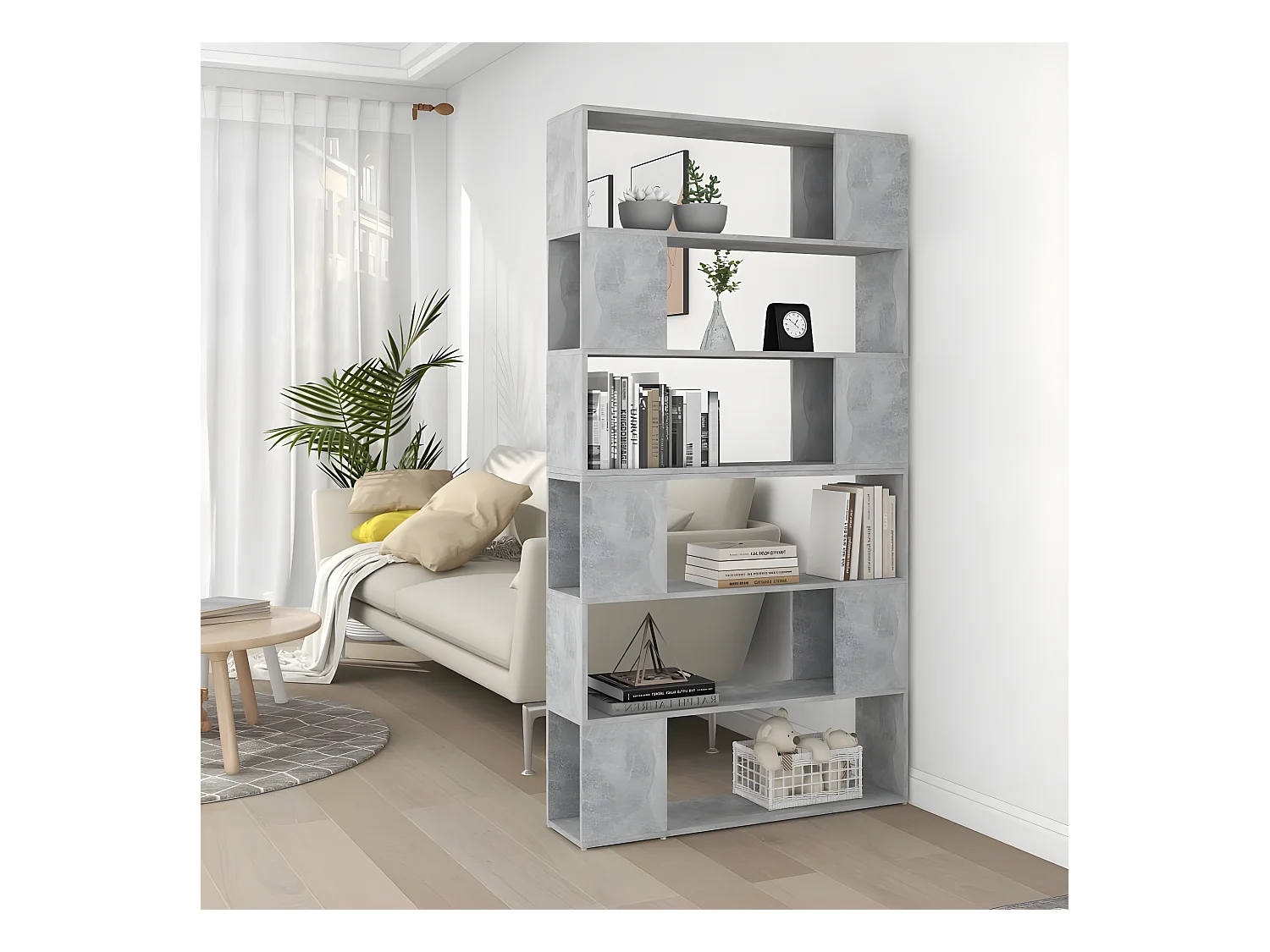 Bibliothèque/Séparateur de pièce Gris béton 100x24x188 cm