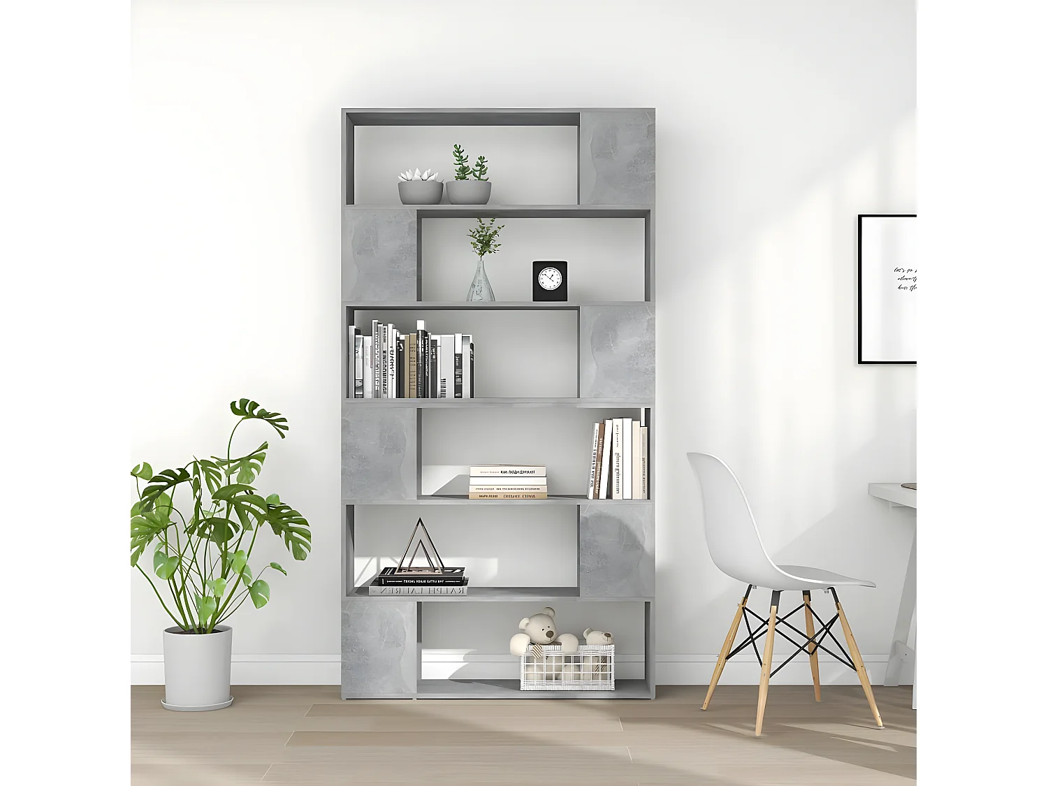 Bibliothèque/Séparateur de pièce Gris béton 100x24x188 cm