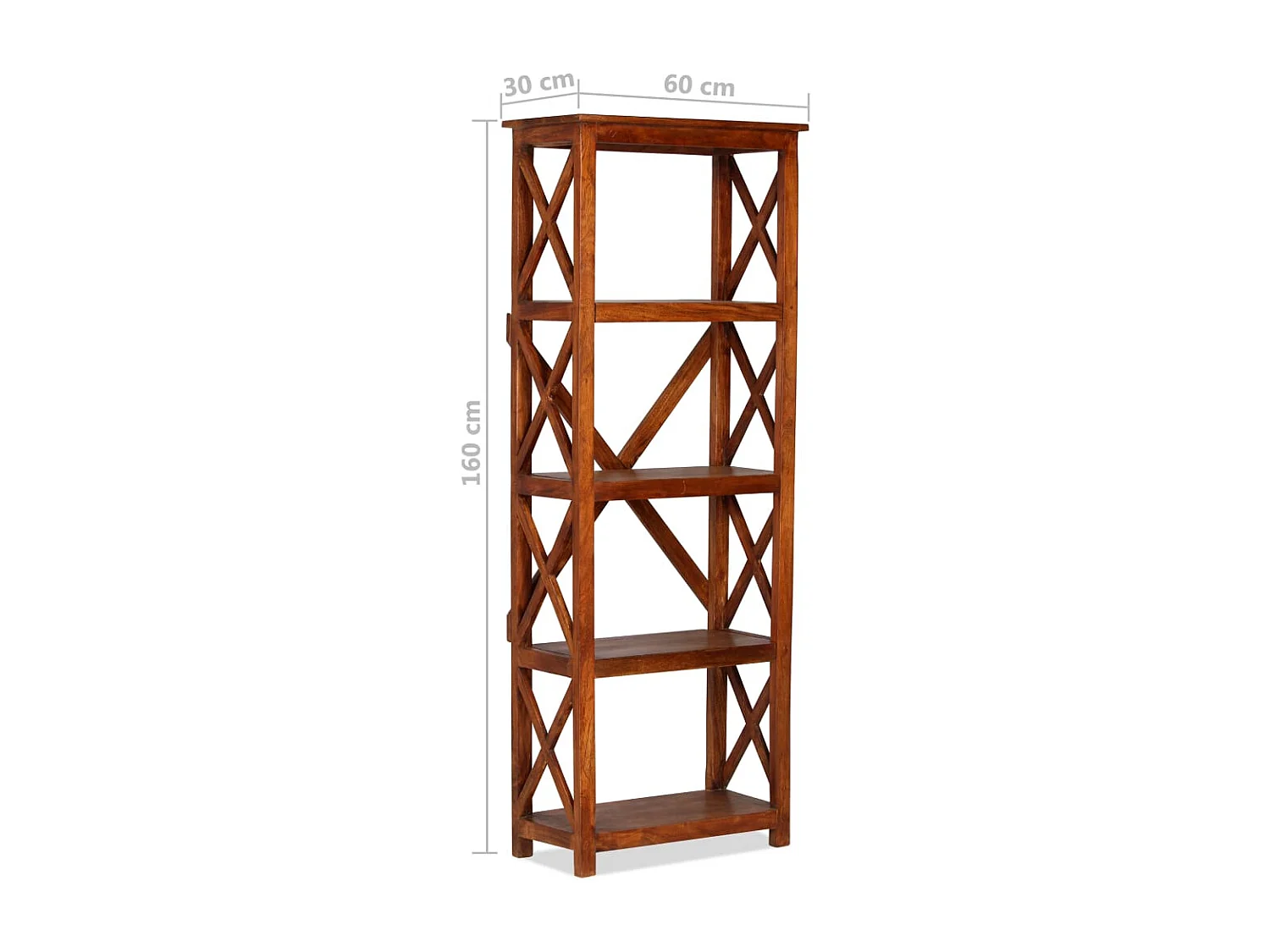 Bibliothèque Bois massif d'acacia et finition miel 60x30x160 cm