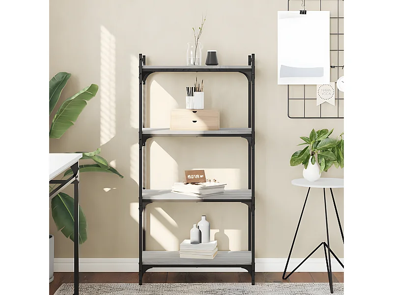 Librería 4 estantes madera ingeniería gris Sonoma 60x30x120 cm