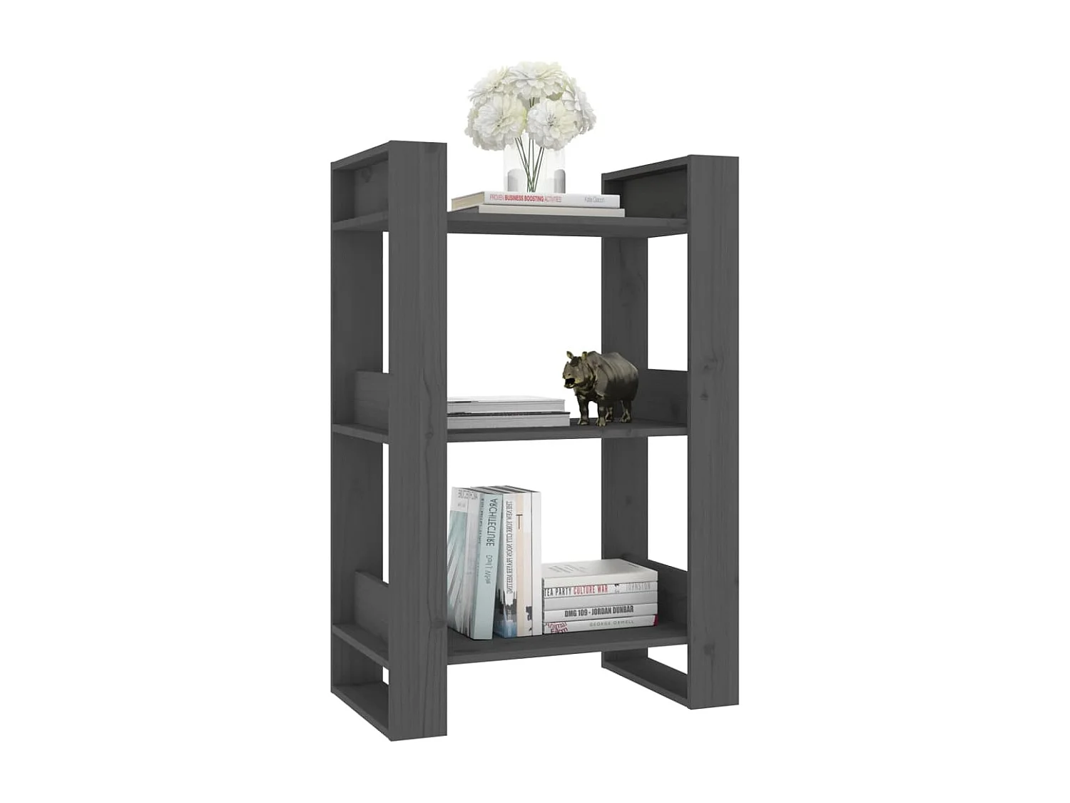 Bibliothèque/Séparateur de pièce Gris 60x35x91 cm Pin solide