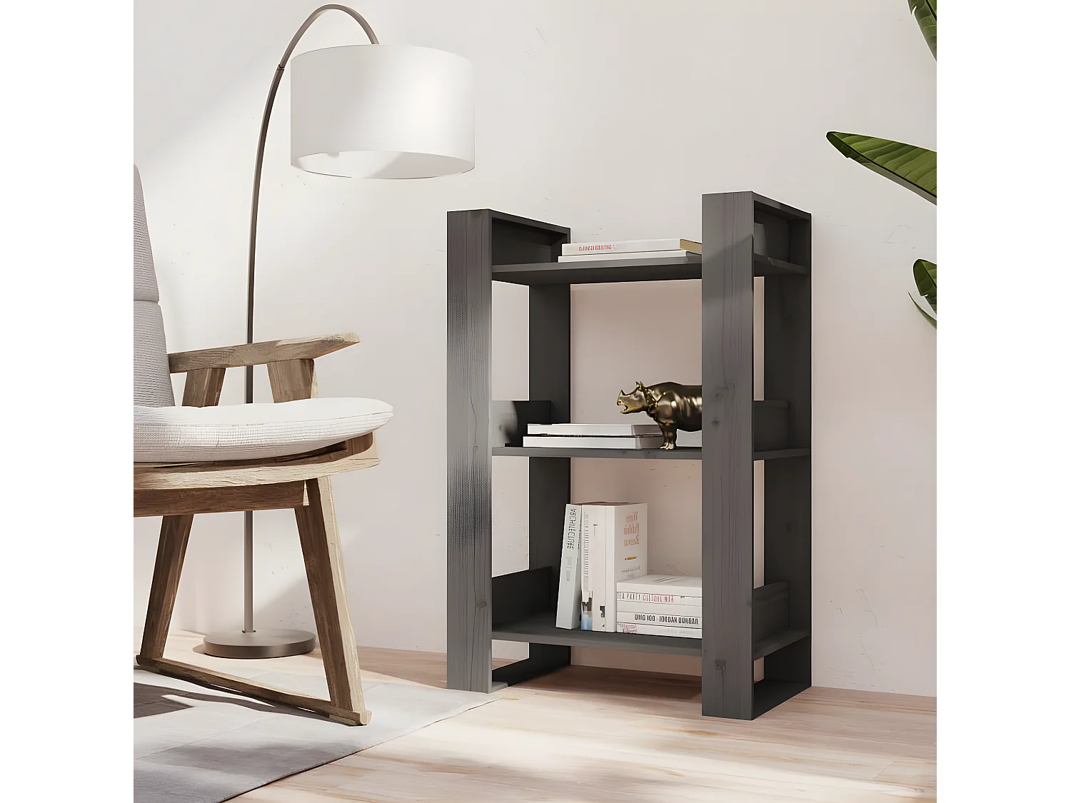 Bibliothèque/Séparateur de pièce Gris 60x35x91 cm Pin solide