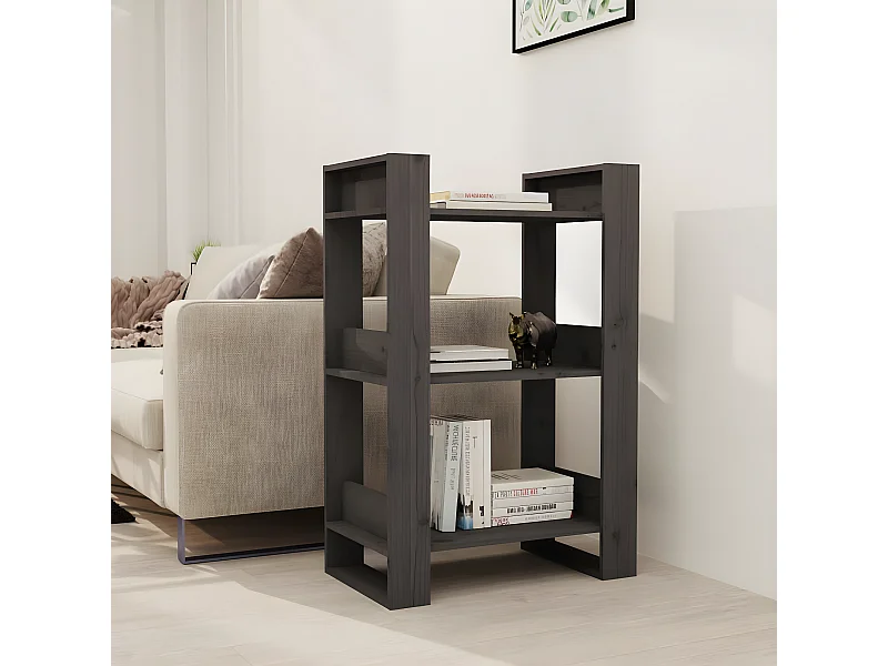 Bibliothèque/Séparateur de pièce Gris 60x35x91 cm Pin solide