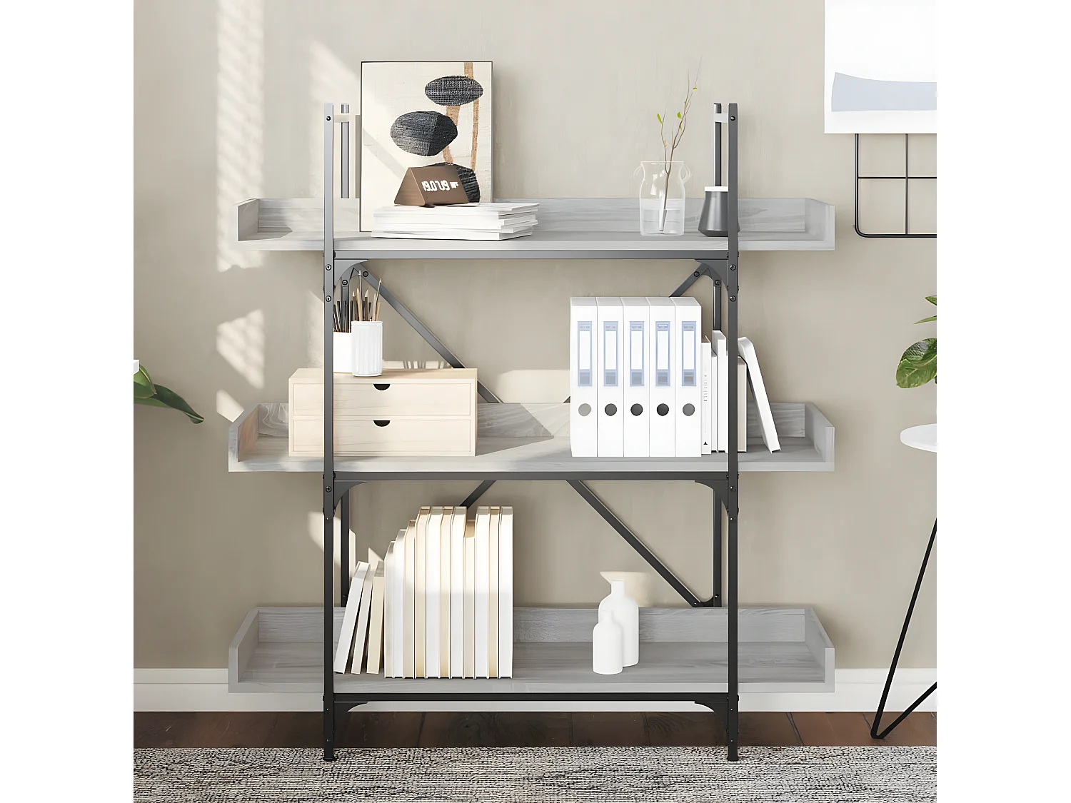 Librería de 3 estantes madera gris Sonoma 100x33x108,5 cm