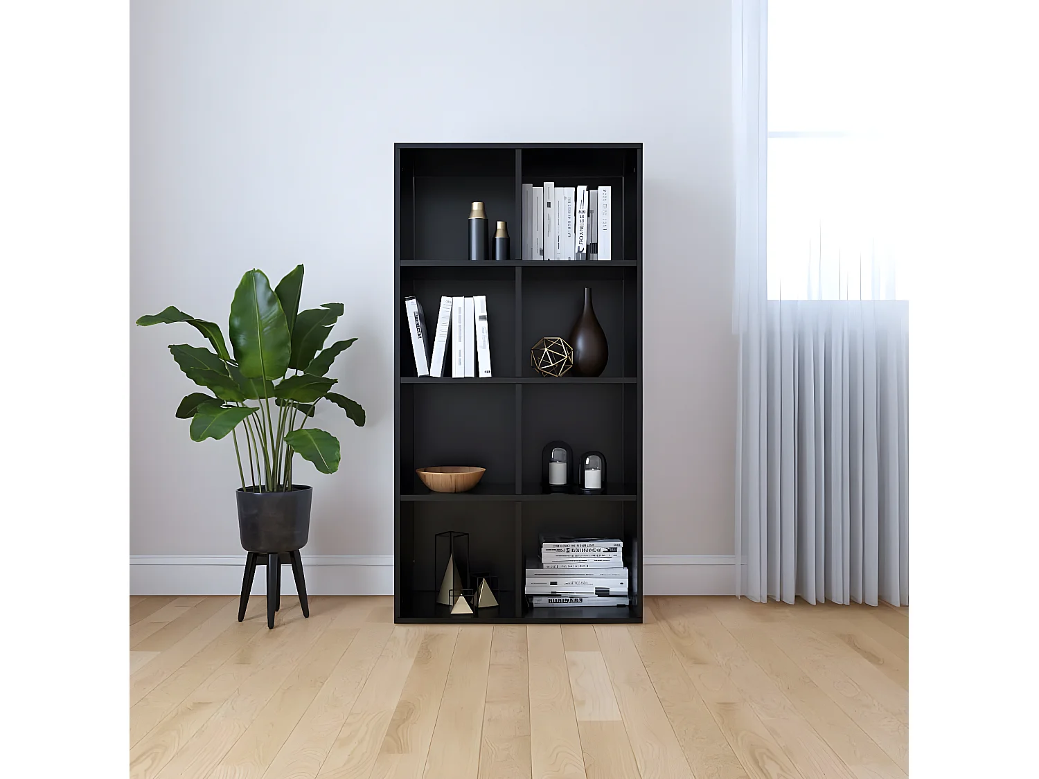 Bibliothèque/Buffet Noir 66x30x130 cm Bois d'ingénierie