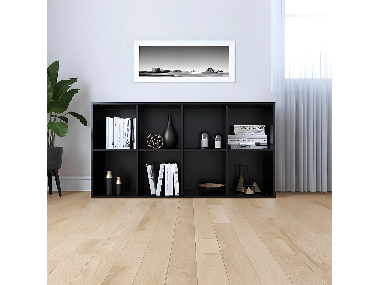 Bibliothèque/Buffet Noir 66x30x130 cm Bois d'ingénierie