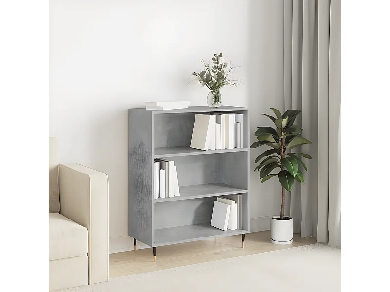 Bibliothèque gris béton 69,5x32,5x90 cm bois d'ingénierie