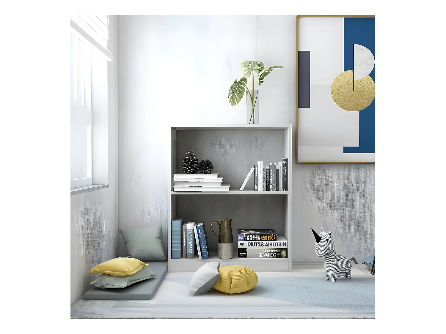Bibliothèque Gris béton 60x24x74,5 cm Bois d'ingénierie