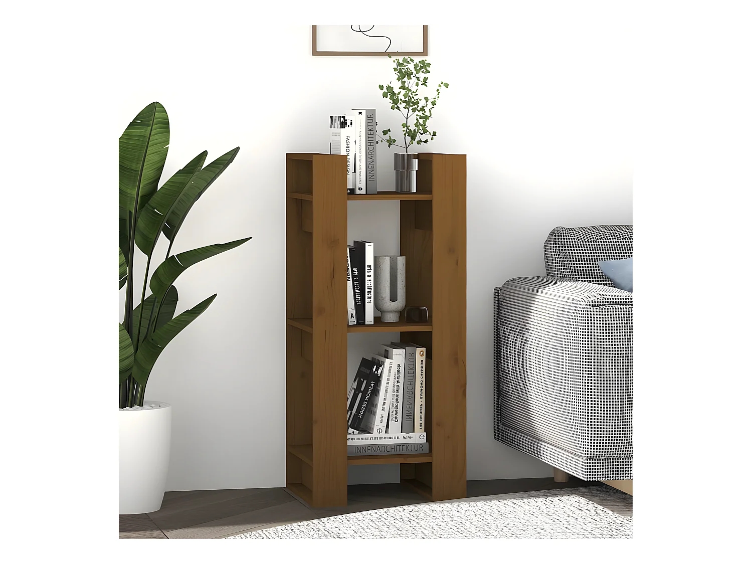 Estantería/divisor de espacios pino marrón miel 41x35x91 cm