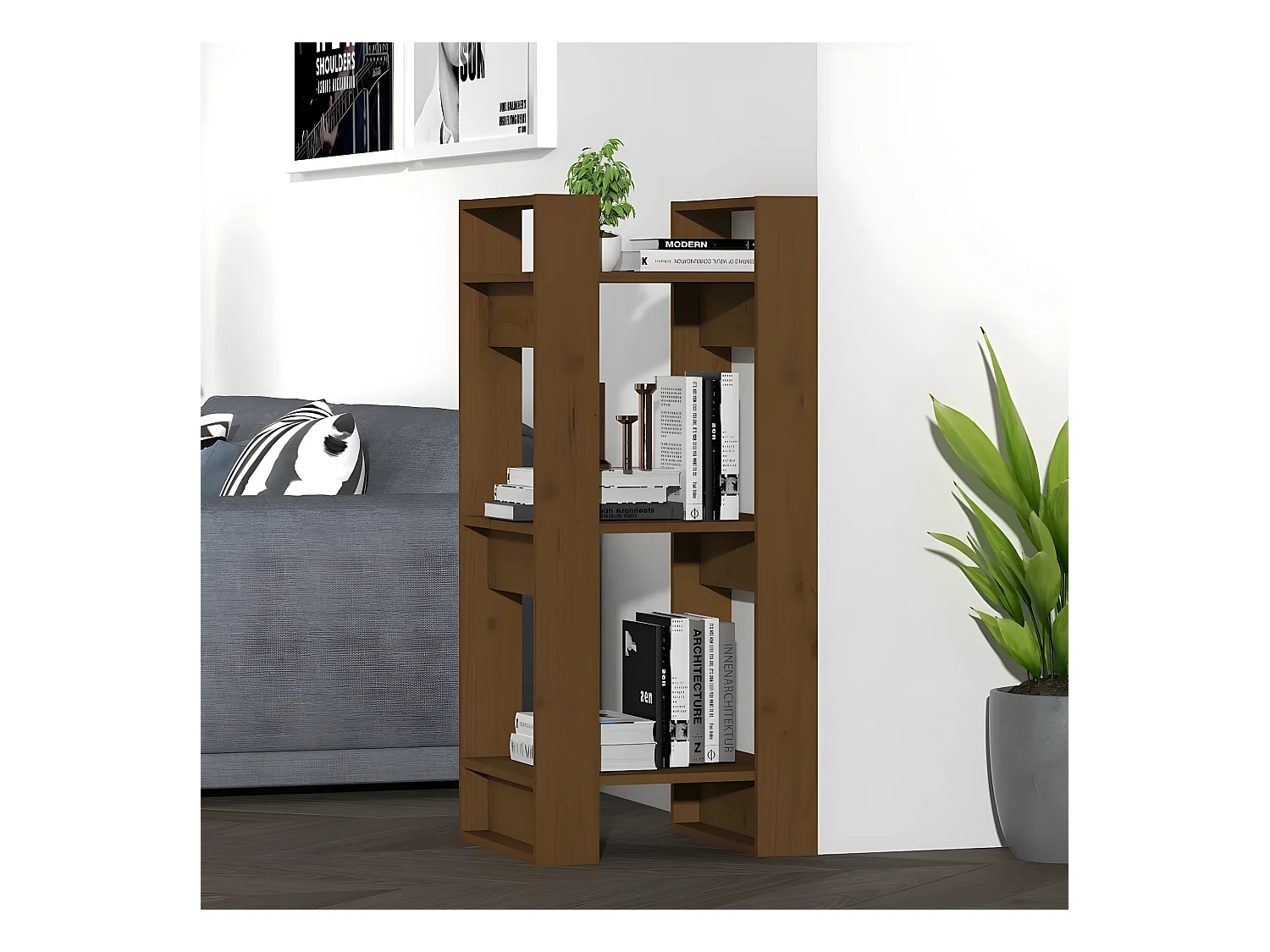 Bibliothèque/Cloison Marron miel 41x35x91 cm Bois massif