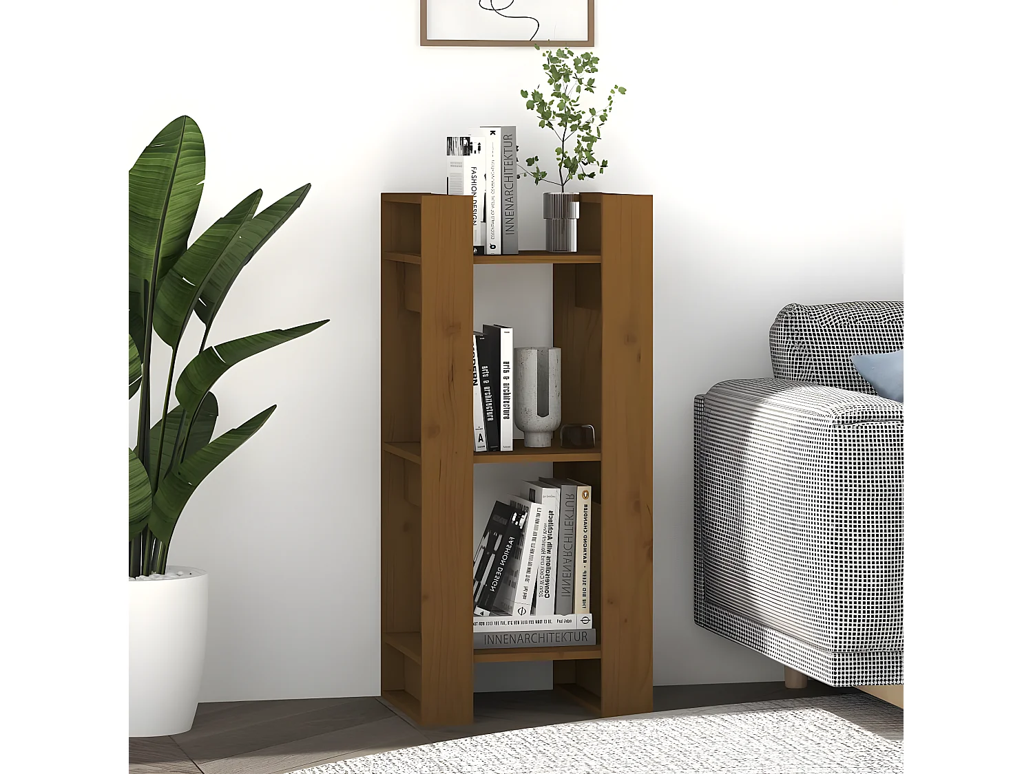 Bibliothèque/Cloison Marron miel 41x35x91 cm Bois massif