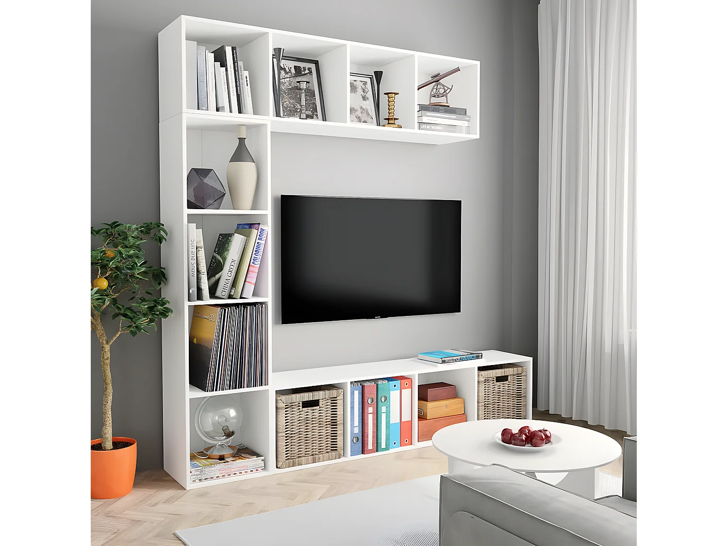 3-delige Boekenkast-/tv-meubelset 180x30x180 cm wit