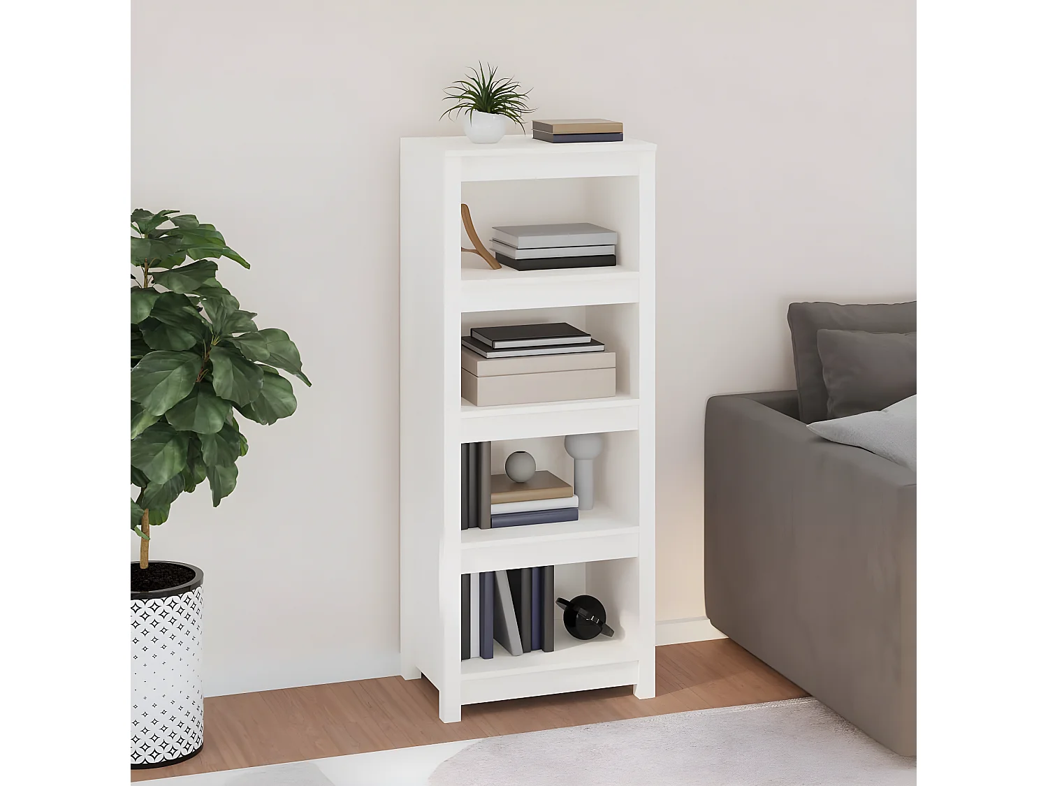 Estantería madera maciza de pino blanca 50 x 35 x 125,5 cm