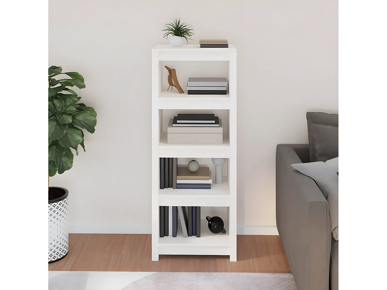 Estantería madera maciza de pino blanca 50 x 35 x 125,5 cm